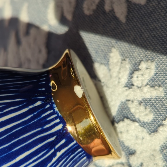 Anthropologie Ruan Hoffmann MMXIV Jardin Des Plantes Vase Blue Stripe w/Gold - Picture 3 of 6